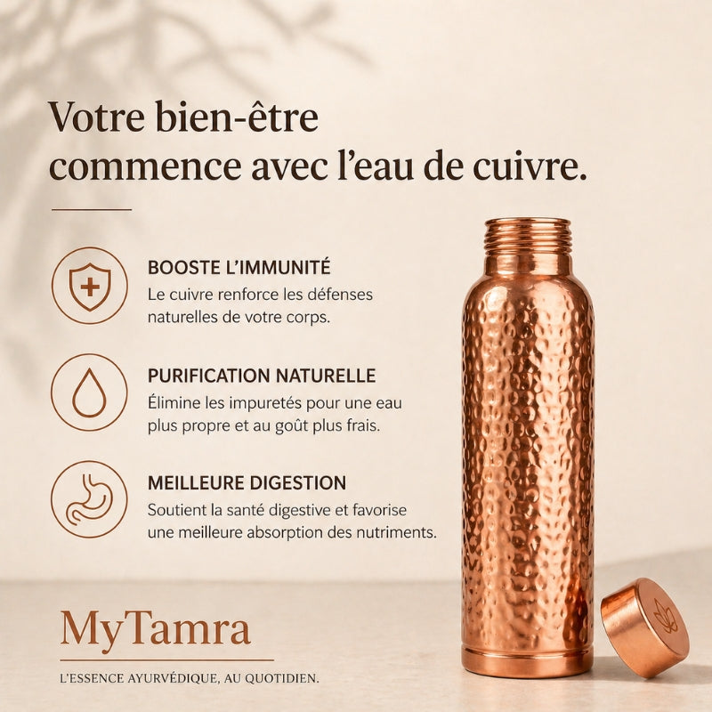 Gourde en Cuivre – TurboChared™ | L’Eau Purifiée Naturellement, Sans Plastique