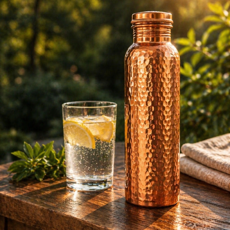 Gourde en Cuivre – TurboChared™ | L’Eau Purifiée Naturellement, Sans Plastique