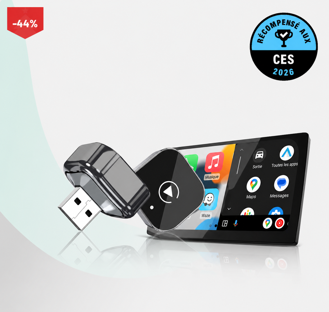 Adaptateur sans fil TurboChared® Mini Cube 3.0 pour CarPlay et Android Auto