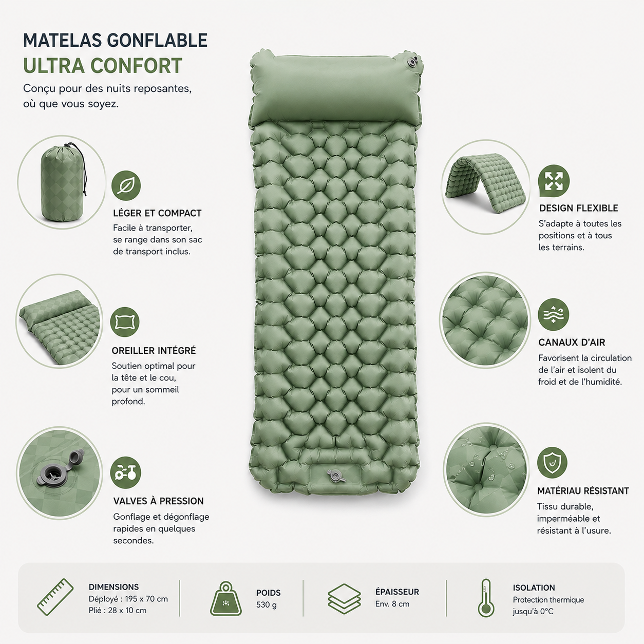 Matelas pneumatique compact ultraléger TurboChared PRO