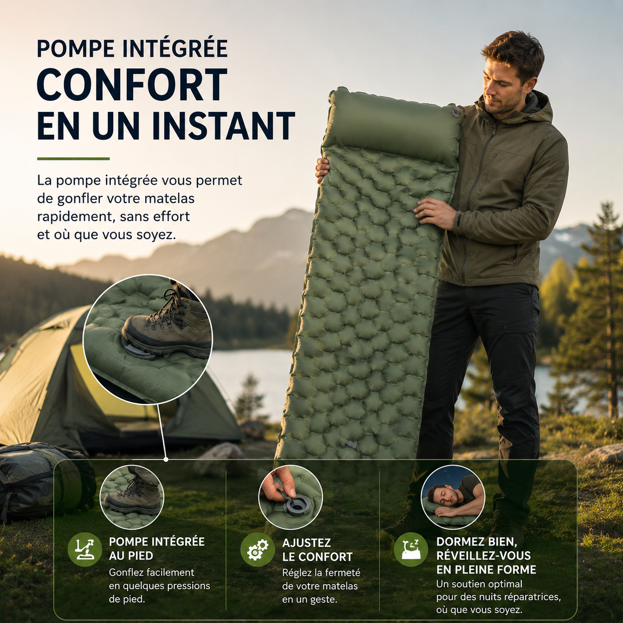 Matelas pneumatique compact ultraléger TurboChared PRO