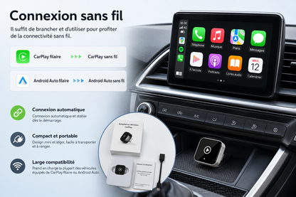 Adaptateur sans fil TurboChared® Mini Cube 3.0 pour CarPlay et Android Auto