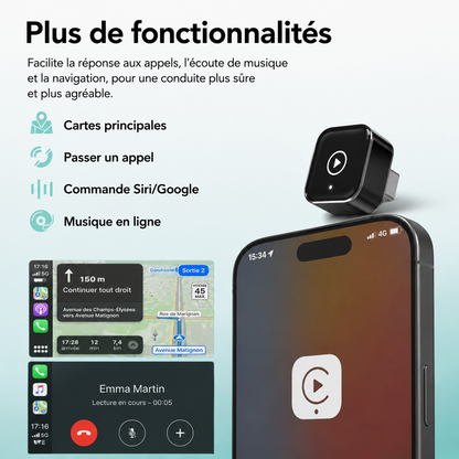Adaptateur sans fil TurboChared® Mini Cube 3.0 pour CarPlay et Android Auto