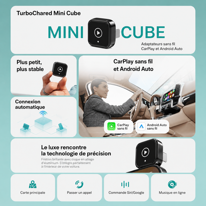 Adaptateur sans fil TurboChared® Mini Cube 3.0 pour CarPlay et Android Auto