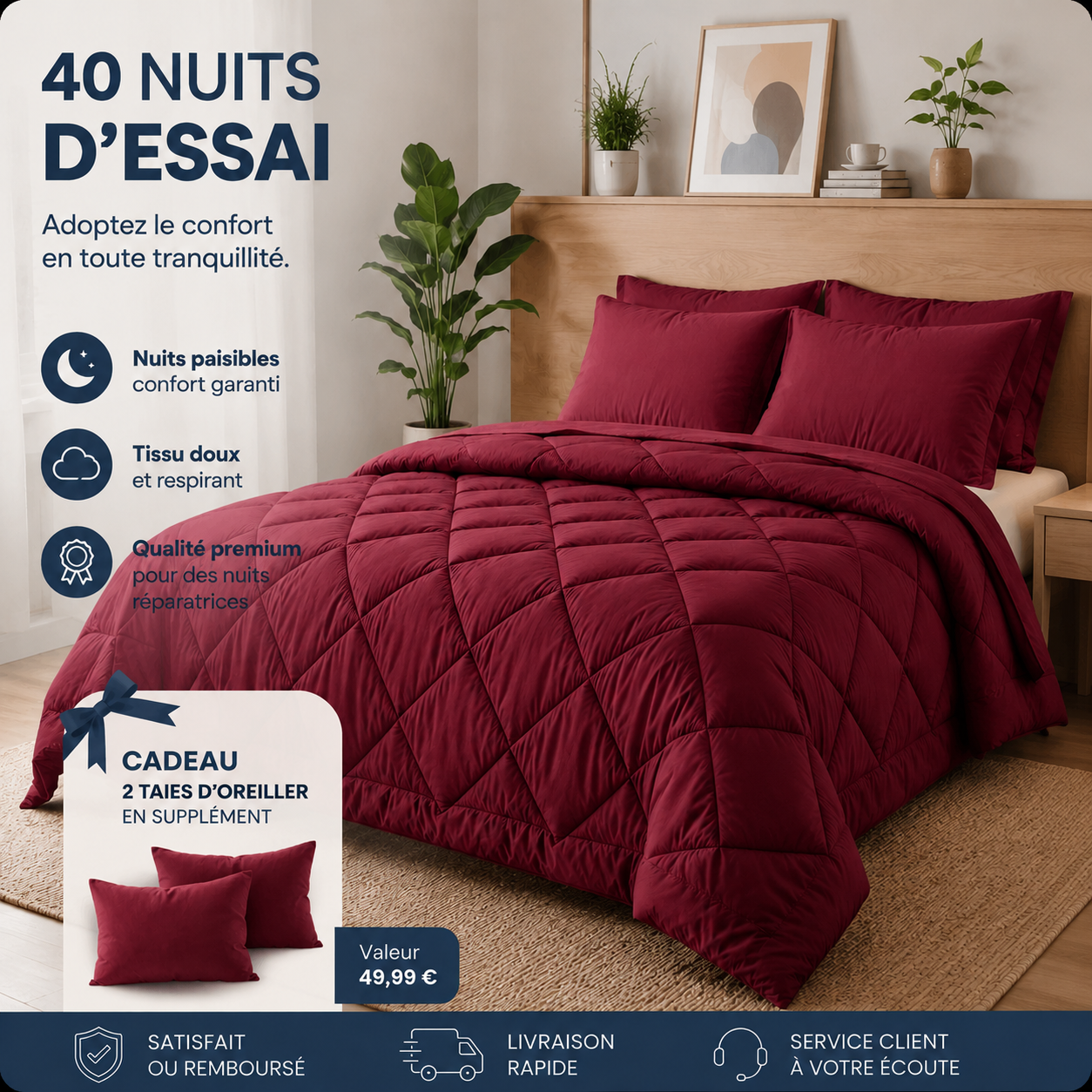 Couverture EasySleep® – La couette 2-en-1 à séchage rapide qui rend le linge de lit inutile.