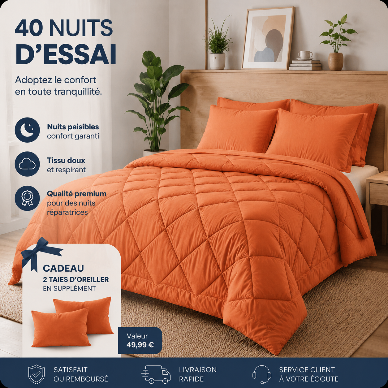 Couverture EasySleep® – La couette 2-en-1 à séchage rapide qui rend le linge de lit inutile.