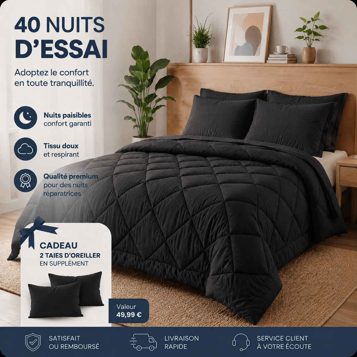Couverture EasySleep® – La couette 2-en-1 à séchage rapide qui rend le linge de lit inutile.