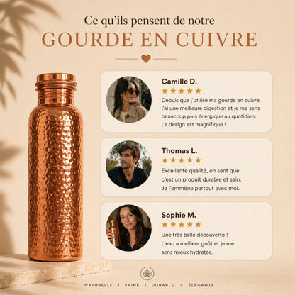 Gourde en Cuivre – TurboChared™ | L’Eau Purifiée Naturellement, Sans Plastique