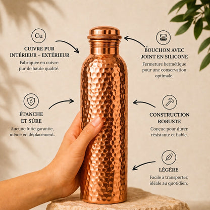 Gourde en Cuivre – TurboChared™ | L’Eau Purifiée Naturellement, Sans Plastique